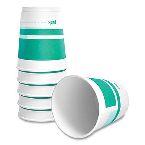 Perk Insulated Paper Hot Cups, 10 oz, White/Teal, 40/Pack (59482)