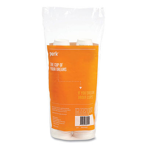 Perk Insulated Paper Hot Cups, 10 oz, White/Teal, 40/Pack (59482)