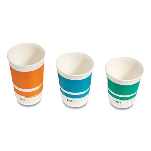 Perk Insulated Paper Hot Cups, 10 oz, White/Teal, 40/Pack (59482)