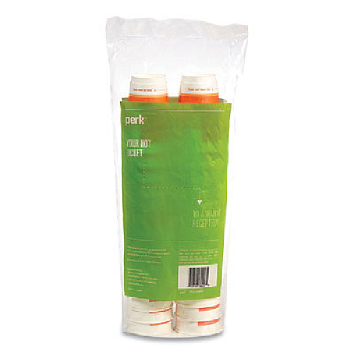 Perk Insulated Paper Hot Cups, 16 oz, White/Orange, 30/Pack (59484)