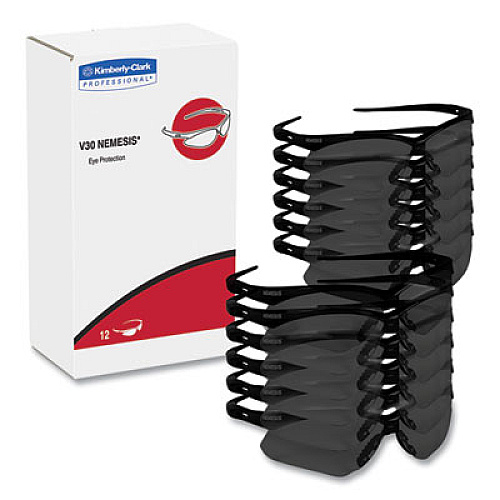 KleenGuard Nemesis Readers Safety Glasses, 2.5+ Diopter, Black Half Frame, Smoke Dual Lens, 6/Box (22519)