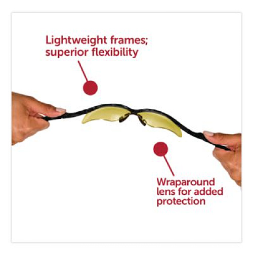 KleenGuard Nemesis Safety Glasses, Black Half Frame, Amber Dual Lens, 12/Box (22476)