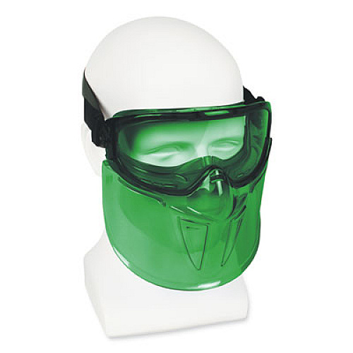 KleenGuard V90 Shield Safety Goggles with Face Shield, Over Glasses, Green Anti-Fog Lens, 6/Box (18631)