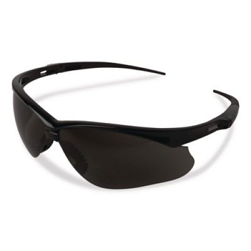 KleenGuard Nemesis Readers Safety Glasses, 2.5+ Diopter, Black Half Frame, Smoke Dual Lens, 6/Box (22519)