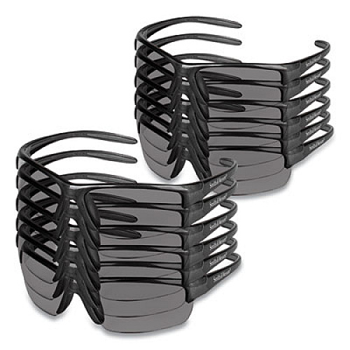 KleenGuard Equalizer Safety Glasses, Gunmetal Half Frame, Smoke Dual Lens, 12/Box (21297)