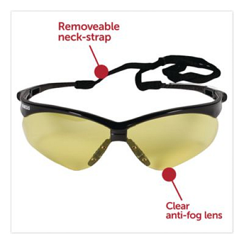 KleenGuard Nemesis Safety Glasses, Black Half Frame, Amber Dual Lens, 12/Box (22476)