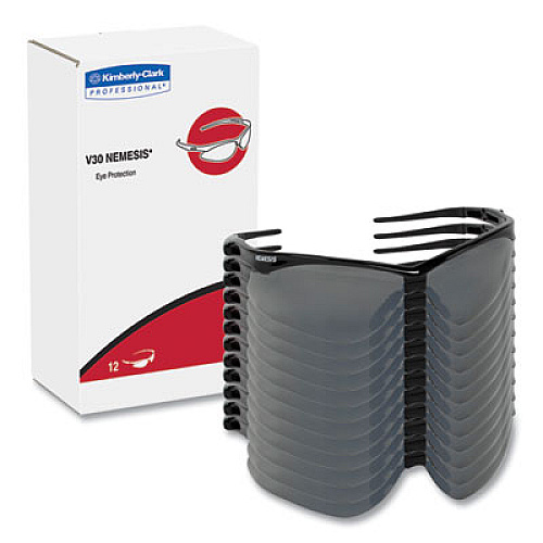 KleenGuard Nemesis Safety Glasses, Black Frame, Smoke Mirror Lens, 12/Carton (20380)