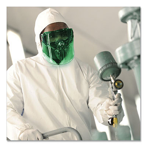 KleenGuard V90 Shield Safety Goggles with Face Shield, Over Glasses, Green Anti-Fog Lens, 6/Box (18631)