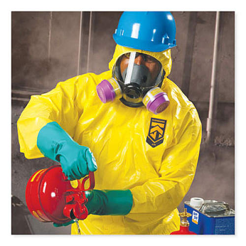KleenGuard A70 Chemical Spray Protection Coveralls, Elastic Wrists, Ankles, Hood, Medium, Yellow, 12/Carton (09812)