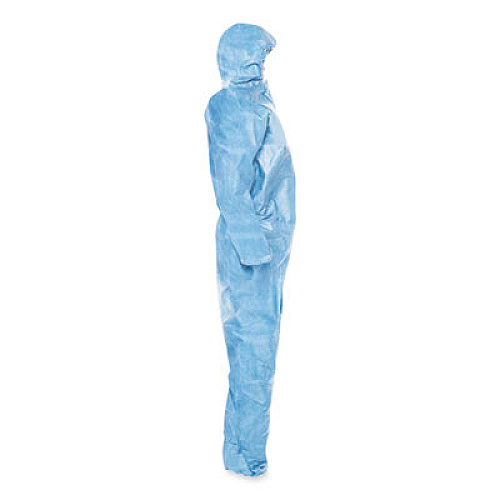 KleenGuard A65 Zipper Front Flame-Resistant Hooded Coveralls, Elastic Wrist and Ankles, Blue, 2X-Large, 25/Carton (45325)