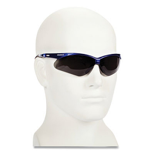 KleenGuard Nemesis Safety Glasses, Metallic Blue Half Frame, Smoke Dual Lens, 12/Box (47387)
