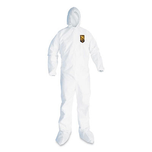 KleenGuard A20 Breathable Particle Protection Coveralls, Elastic Back, Hood and Boots, 4X-Large, White, 20/Carton (49127)