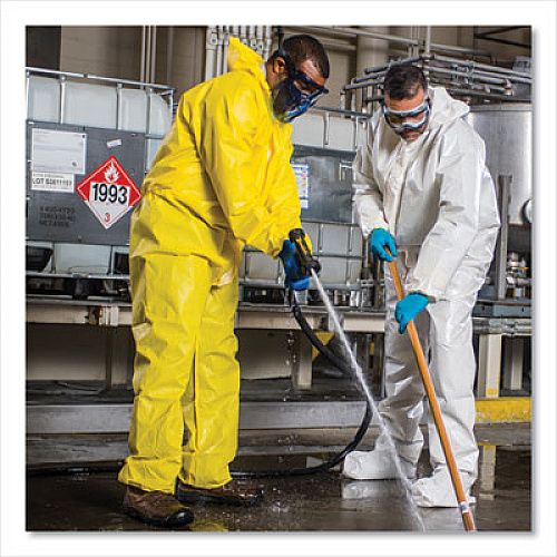 KleenGuard A70 Chemical Spray Protection Coveralls, Elastic Wrists, Ankles, Hood, Medium, Yellow, 12/Carton (09812)