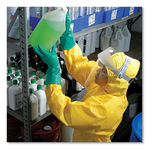 KleenGuard A70 Chemical Spray Protection Coveralls, Elastic Wrists, Ankles, Hood, Medium, Yellow, 12/Carton (09812)