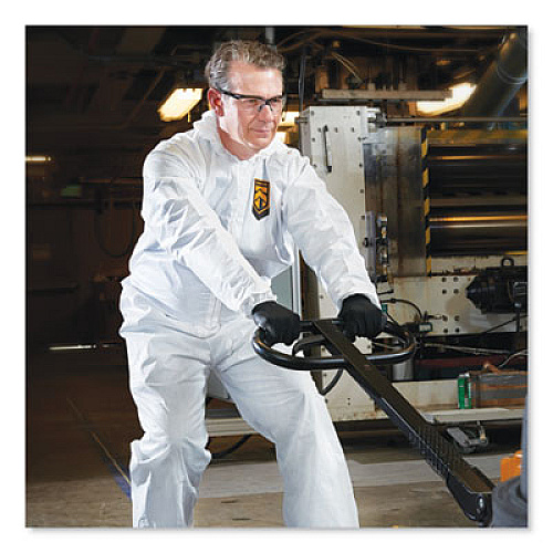 KleenGuard A20 Breathable Particle Protection Coveralls, Elastic Back, Hood, Medium, White, 24/Carton (49112)