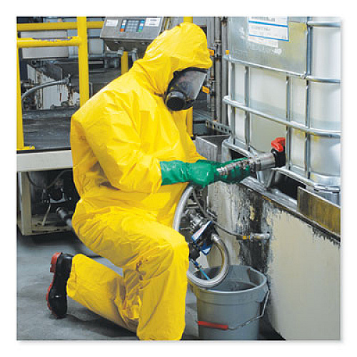 KleenGuard A70 Chemical Spray Protection Coveralls, Elastic Wrists, Ankles, Hood, Medium, Yellow, 12/Carton (09812)