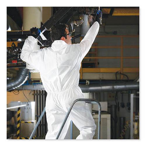 KleenGuard A20 Breathable Particle Protection Coveralls, Elastic Back, Hood and Boots, Large, White, 24/Carton (49123)