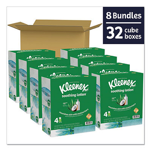 Kleenex Lotion Facial Tissue, 2-Ply, White, 65 Sheets/Box, 4 Boxes/Pack, 8 Packs/Carton (50174CT)