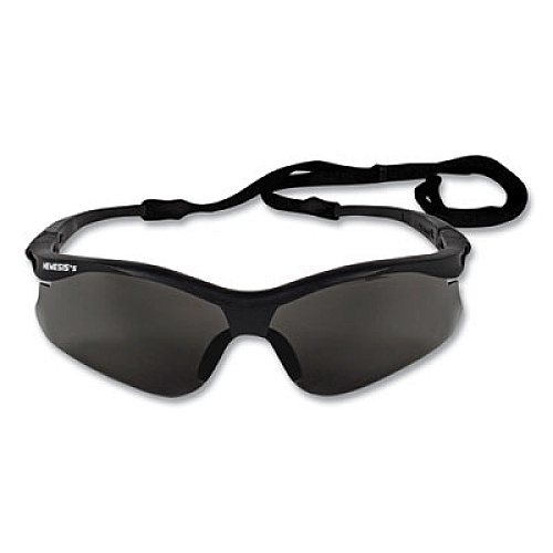 KleenGuard Nemesis Safety Glasses, Black Half Frame, Smoke Dual Lens, 12/Box (38476)