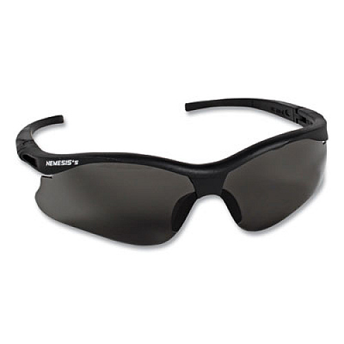 KleenGuard Nemesis Safety Glasses, Black Half Frame, Smoke Dual Lens, 12/Box (38476)