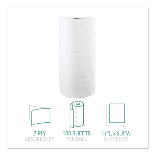 Windsoft Kitchen Roll Towels, 2-Ply, 11 x 8.8, White, 100/Roll (1220RL)