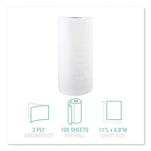 Windsoft Kitchen Roll Towels, 2-Ply, 11 x 8.8, White, 100/Roll, 30 Rolls/Carton (1220CT)