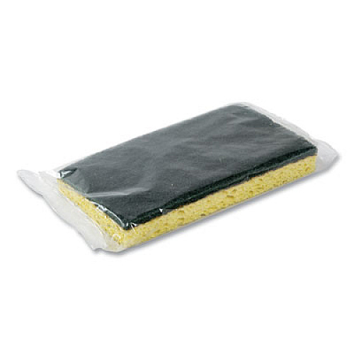 AmerCareRoyal Heavy-Duty Scrubbing Sponge, 3.5 x 6, 0.85" Thick, Yellow/Green, 20/Carton (S740C20)