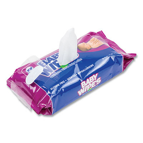 AmerCareRoyal Baby Wipes Refill Pack, Scented, White, 80/Pack, 12 Packs/Carton (RPBWSR80)