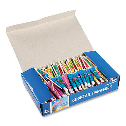 AmerCareRoyal Cocktail Parasols, 3", Assorted, 144/Box, 50 Boxes/Carton (RP144)