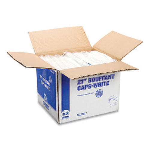 AmerCareRoyal Latex-Free Operating Room Cap, Polypropylene, White, 21", 100 Caps/Pack, 10 Packs/Carton (RP110NW)
