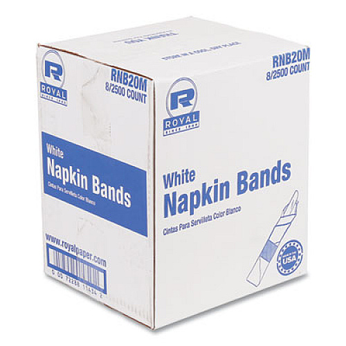 AmerCareRoyal Napkin Bands, White, 1.5", 20,000/Carton (RNB20M)