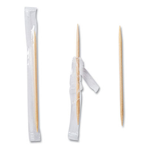 AmerCareRoyal Cello-Wrapped Round Wood Toothpicks, Mint, 2.5", Natural, 1,000/Box, 15 Boxes/Carton (RM115)