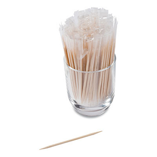 AmerCareRoyal Cello-Wrapped Round Wood Toothpicks, 2.5", Natural, 1,000/Box, 15 Boxes/Carton (RIW15)