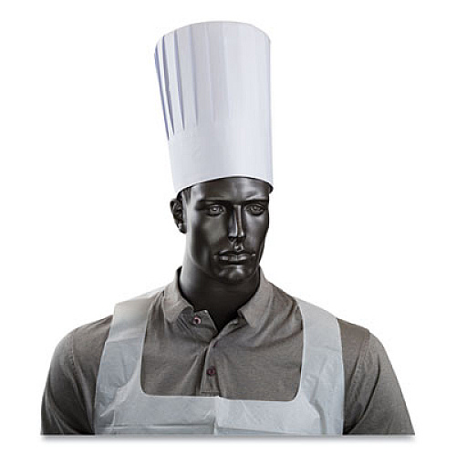 AmerCareRoyal Pleated Chef's Hats, Paper, Adjustable, 10" Tall, One Size, White, 24/Carton (RCH10)