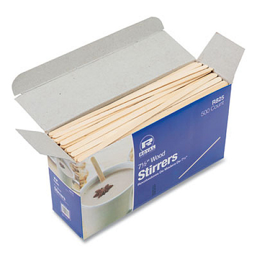 AmerCareRoyal Wood Stir Sticks, 7.5" Long, 500/Box, 10 Boxes/Carton (R825CT)