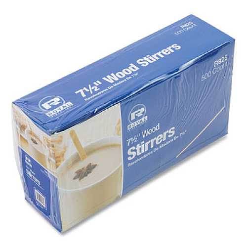 AmerCareRoyal Wood Stir Sticks, 7.5" Long, 500/Box, 10 Boxes/Carton (R825CT)