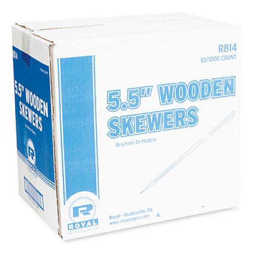 AmerCareRoyal Bamboo Skewers, Paper, 5.5", Brown, 10,000/Carton (R814)