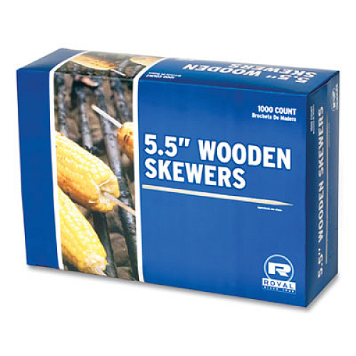 AmerCareRoyal Bamboo Skewers, Paper, 5.5", Brown, 10,000/Carton (R814)