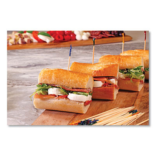 AmerCareRoyal Cellophane-Frill Wood Picks, 4", Assorted, 1,000/Box, 10 Boxes/Carton (R812W)