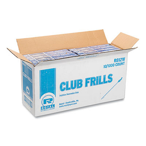 AmerCareRoyal Cellophane-Frill Wood Picks, 4", Assorted, 1,000/Box, 10 Boxes/Carton (R812W)