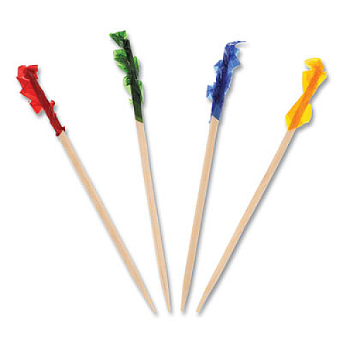 AmerCareRoyal Regular Cellophane-Frill Wood Picks, 2.5", Assorted, 1,000/Box, 10 Boxes/Carton (R811W)
