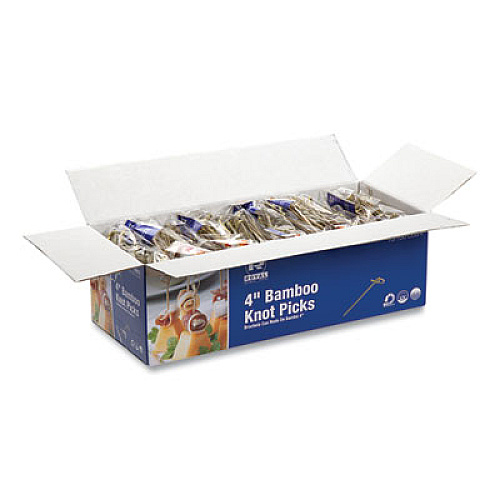 AmerCareRoyal Knotted Bamboo Pick, Paper, 4", Natural, 100/Pack, 10 Packs/Carton (R803)