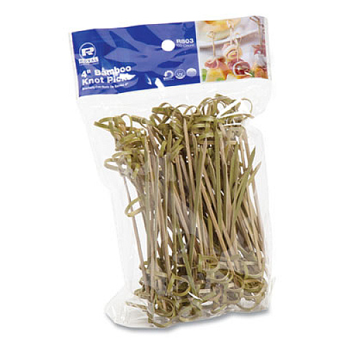 AmerCareRoyal Knotted Bamboo Pick, Paper, 4", Natural, 100/Pack, 10 Packs/Carton (R803)