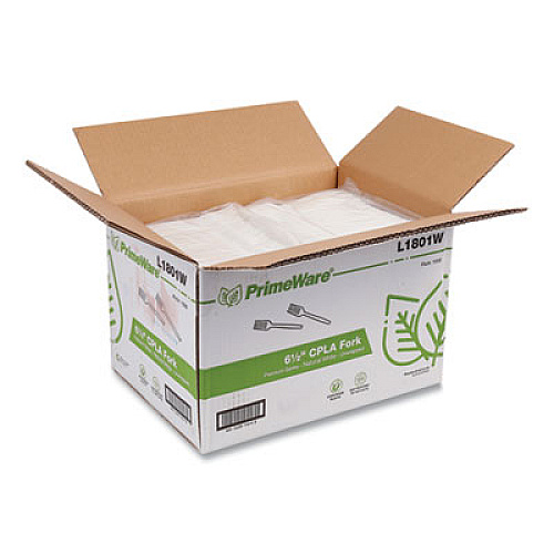 AmerCareRoyal CPLA Cutlery, Heavyweight Fork, Plastic, White, 1,000/Carton (L1801W)