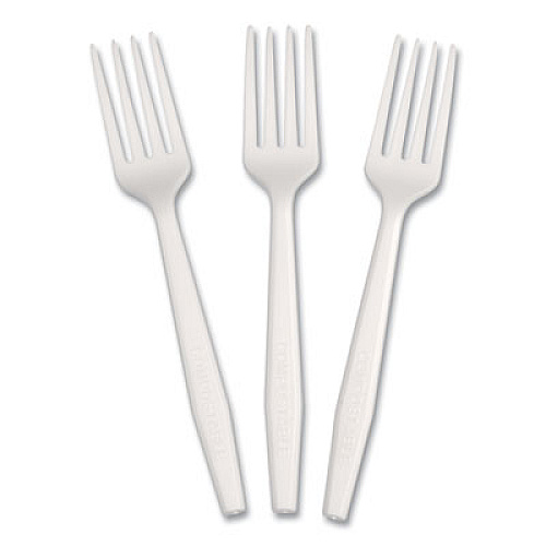 AmerCareRoyal CPLA Cutlery, Heavyweight Fork, Plastic, White, 1,000/Carton (L1801W)