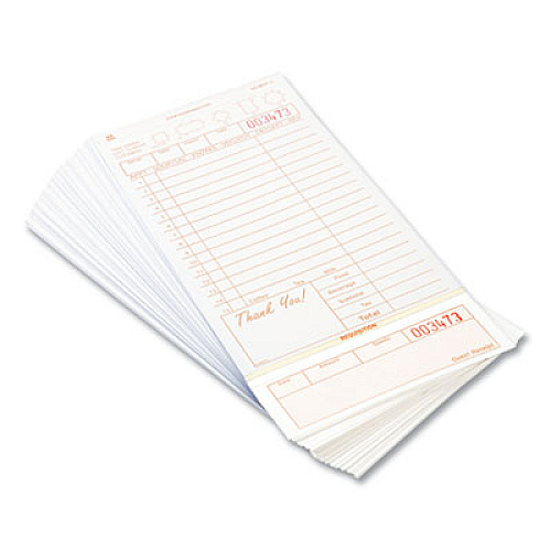 AmerCareRoyal Guest Check Loose-Pack Refill, 15 Lines, Three-Part Carbonless, 4.2 x 8.5, 200 Forms/Pad, 10 Pads/Carton (GC49973)