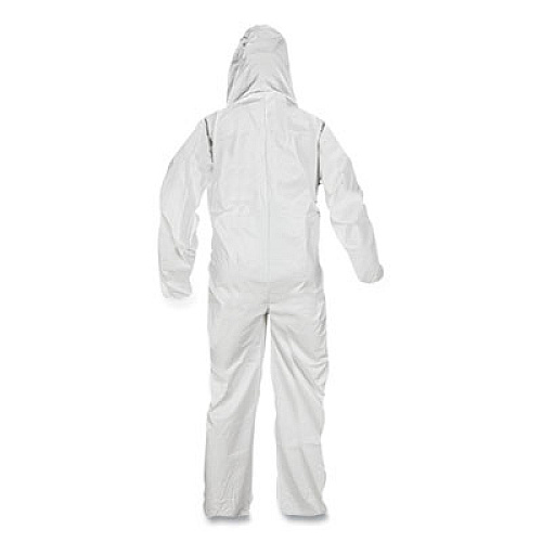 KleenGuard A45 Liquid/Particle Protection Surface Prep/Paint Coverall, Zipper Front, Elastic Wrist/Ankle/Hood, 2XL, White, 25/Carton (41507)