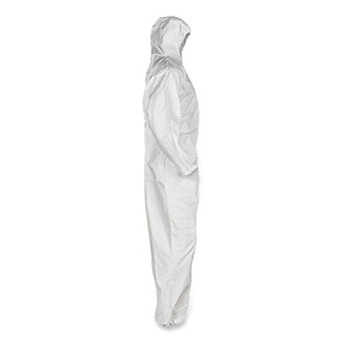 KleenGuard A45 Liquid/Particle Protection Surface Prep/Paint Coverall, Zipper Front, Elastic Wrist/Ankle/Hood, 2XL, White, 25/Carton (41507)