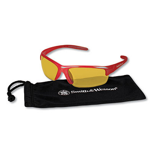 KleenGuard Equalizer Safety Glasses, Red Half Frame, Amber/Yellow Dual Lens, 12/Box (21299)