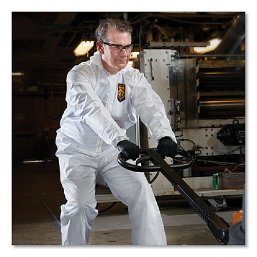 KleenGuard A45 Liquid/Particle Protection Surface Prep/Paint Coverall, Zipper Front, Elastic Wrist/Ankle/Hood, 3XL, White, 25/Carton (41508)